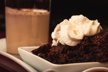 Chocolate cake whipped cream dessert