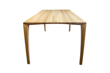 Table made of oak. White background, isolated