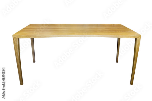 "Wooden table made of oak. White background, isolated" Stock photo and