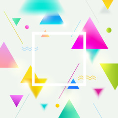 Abstract white  background with colorful geometric shape.