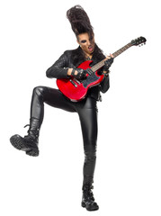 Fototapeta premium Young woman hard rock musician