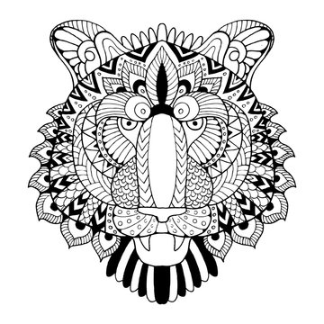recommend clip art: Tiger coloring book vector illustration