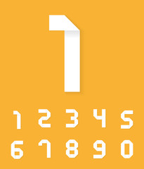 Origami numbers and signs set. Vector illustration. Folded paper numbers for your designs isolated with shadows.