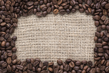coffee beans on canvas background