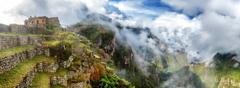 Panorama of Machu Picchu, lost city of the Incas, designated Peruvian Historical Sanctuary in 1981 and UNESCO World Heritage Site in 1983 and one of the New Seven Wonders of the World
