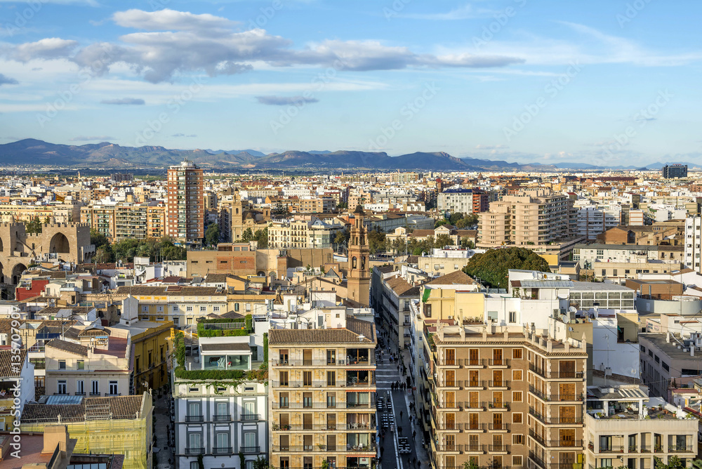 Poster Valencia city aerial view from Metropolitan cathedral