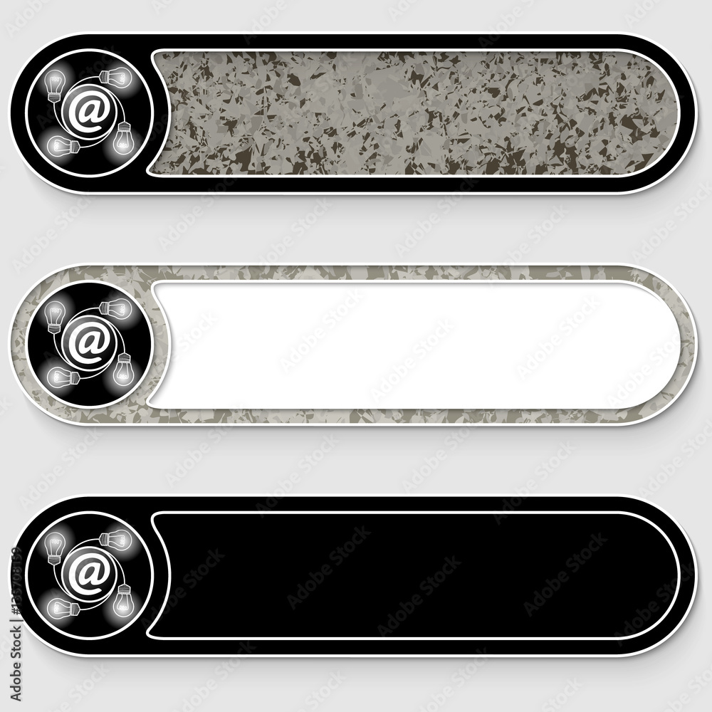 Poster set of three vector abstract buttons and email icon