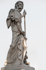The blindfolded Grim Reaper Death personified statue on white background