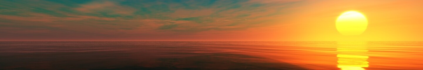 Fototapety  Panorama of sea sunset light over the ocean  