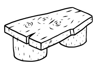 wooden bench / cartoon vector and illustration, black and white, hand drawn, sketch style, isolated on white background.