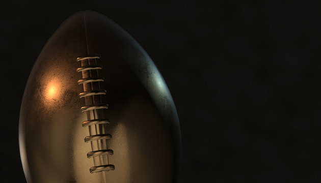 American football gold ball on background, 3d rendering