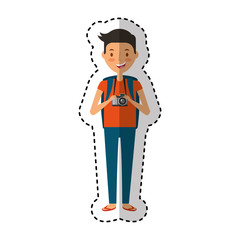 young man character with summer clothes vector illustration design