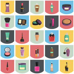 Set of color cosmetics icons for web and mobile design