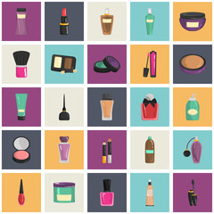 Set of color cosmetics icons for web and mobile design
