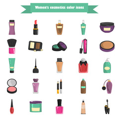 Set of color cosmetics icons for web and mobile design