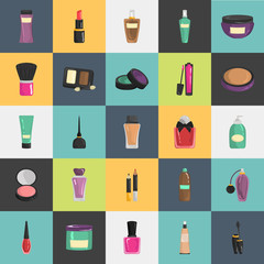 Set of color cosmetics icons for web and mobile design