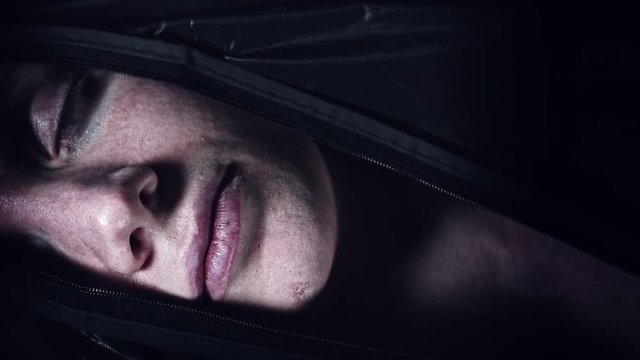 4K Crime Morgue Black Bag Opens with Dead Body