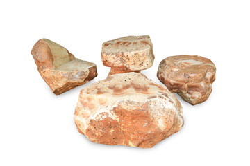 Stone table with bench isolated on white background