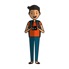young man character with summer clothes vector illustration design