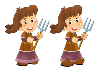 Cartoon farm girl - illustration for children