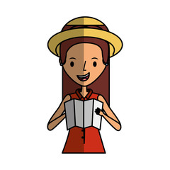 young woman with summer clothes vector illustration design