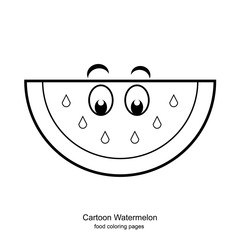 Cartoon Watermelon -food coloring pages vector
