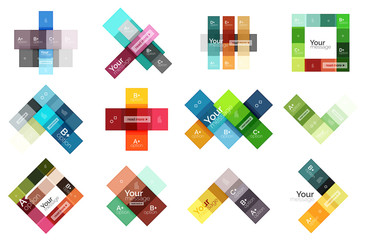 Square and stripes geometric infographic templates