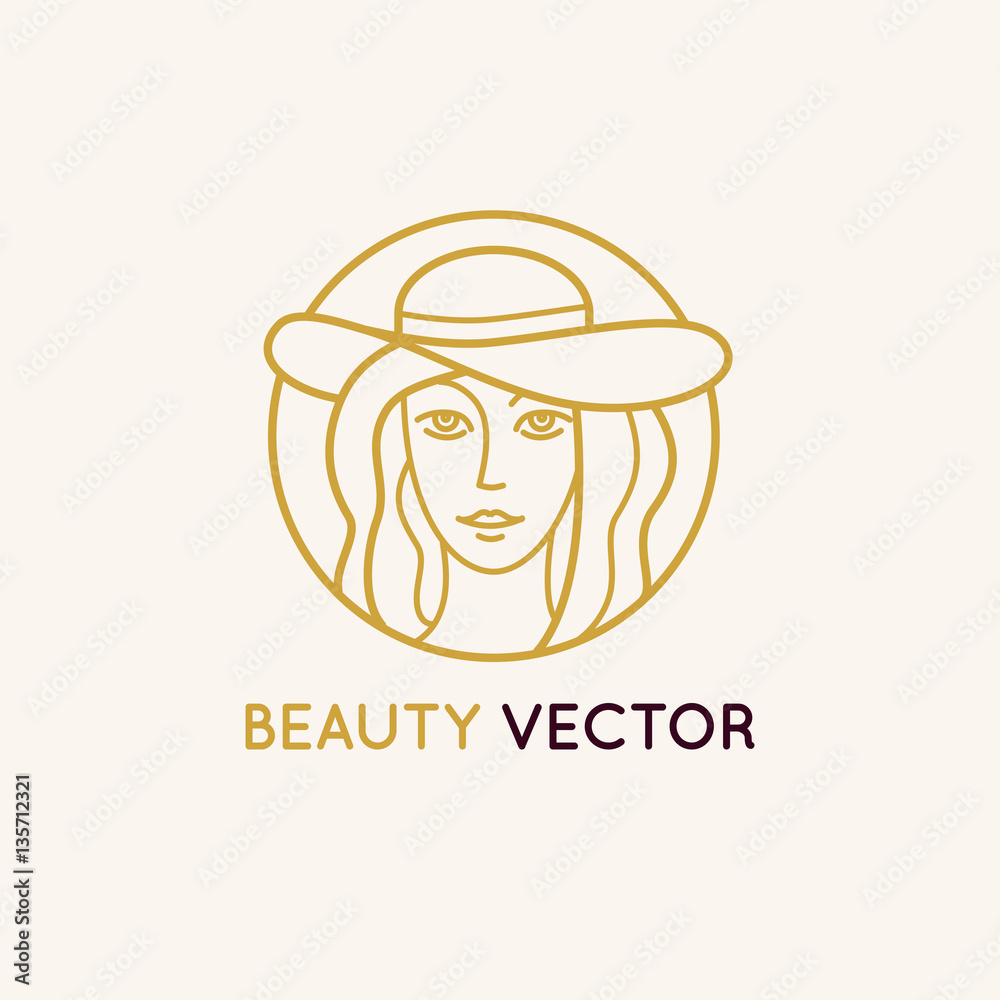 Poster vector logo design template in trendy linear style