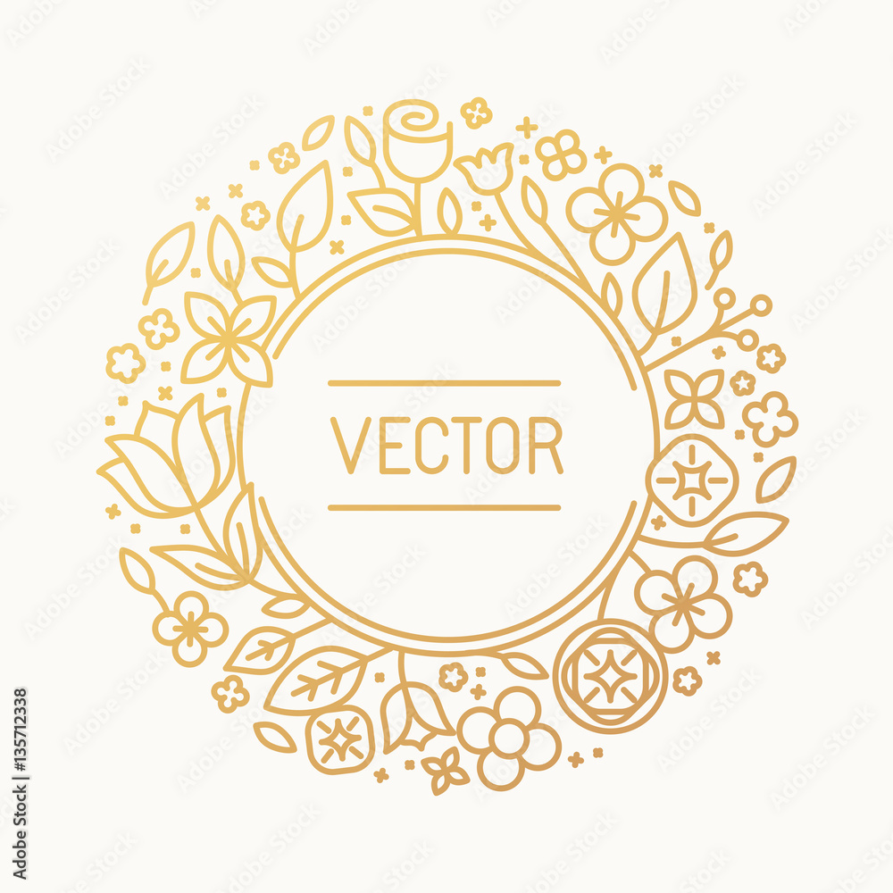 Poster vector vintage frame in trendy linear frame