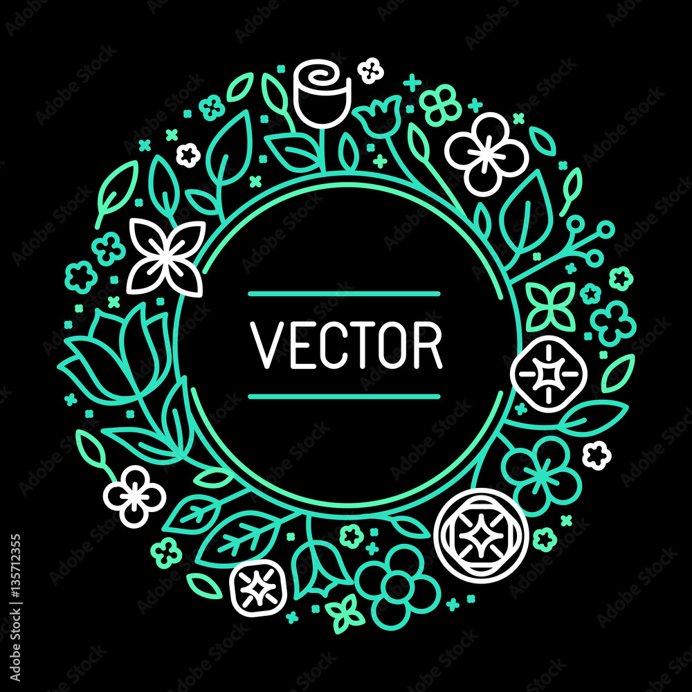 Poster vector vintage frame in trendy linear frame