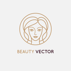 Vector logo design template in trendy linear style
