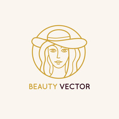 Vector logo design template in trendy linear style