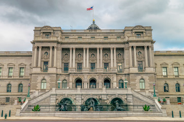 Fototapeta na wymiar WASHINGTON DC, USA The Library of Congress is the research library that officially serves the United States Congress and is the de facto national library of the United States. 