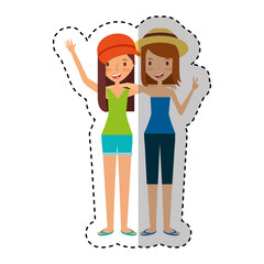 young people character with summer clothes vector illustration design