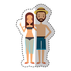 Obraz premium young people character with summer clothes vector illustration design