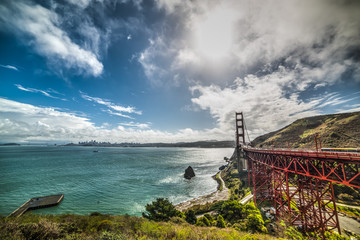 San Francisco bay with Golden Gate bridge