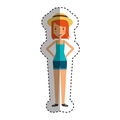 young woman with summer clothes vector illustration design