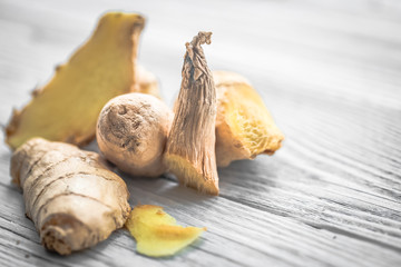 ginger on wooden background