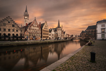 Fototapeta premium Ghent at sunset