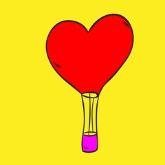 Hot Air Balloon love on a yellow background
