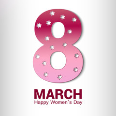 8 March greeting card template isolated on white.vector