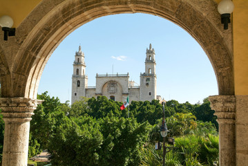 The cathedral of Merida on Yucatan - obrazy, fototapety, plakaty