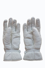 White leather gloves