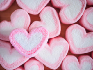 pink heart shape marshmallow for valentines background