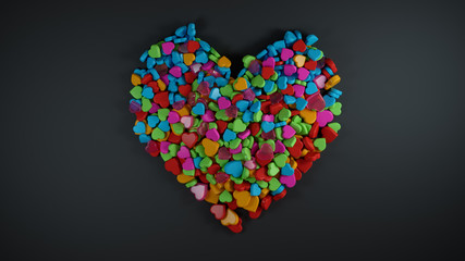 Heap of Colourful Heart Shape with Empty Space for Text Black Ba