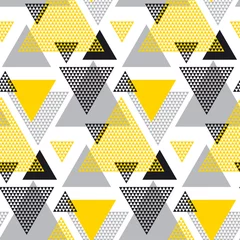 Abwaschbare Fototapete Dreieck Gelbes und schwarzes kreatives wiederholbares Motiv mit Dreiecken für wr
