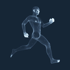 Running Man. Vector Graphics Composed of Particles. 