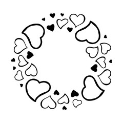Hand Drawn Frame of Hearts