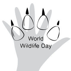 Vector Illustration of World Wildlife Day with Animal Footprint