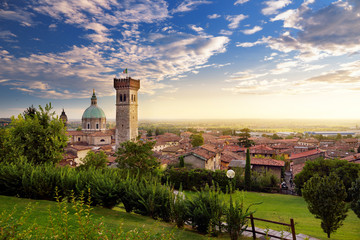 Beautiful sunset view of Lonato del Garda, a town and comune in the province of Brescia, in Lombardy